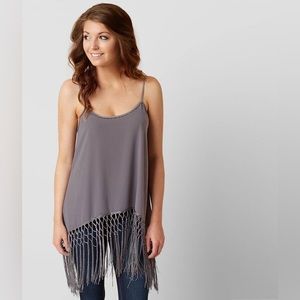 Rare Buckle Gimmicks fringe tank beaded neckline women’s size small